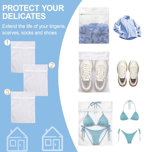 Honeycomb Mesh Laundry Bags 3 Pack (2XL+1L), Durable Washing Bags with Auto-Lock Zippers, Heavy Duty Mesh Wash Bags for Delicates, Lingerie, Bra, Sock, Travel Storage Organizer