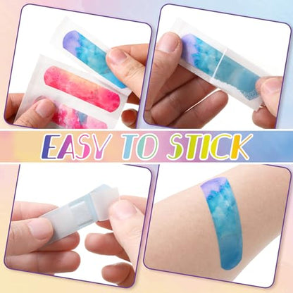 Panelee 120 Pcs Kids Bandages Bulk Waterproof Flexible, Tie Dye Style - style: Tie Dye Style
