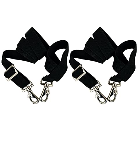 Majestic Ally Pack of 2 Adjustable Length Horse Blanket Sheet Replacement Elastic Leg Strap with Double Swivel Snaps (Black) - color: Black