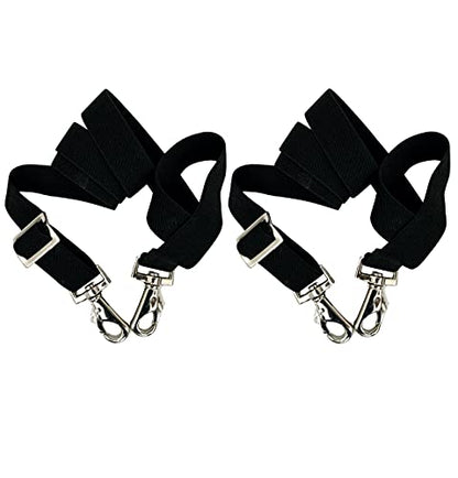 Majestic Ally Pack of 2 Adjustable Length Horse Blanket Sheet Replacement Elastic Leg Strap with Double Swivel Snaps (Black) - color: Black