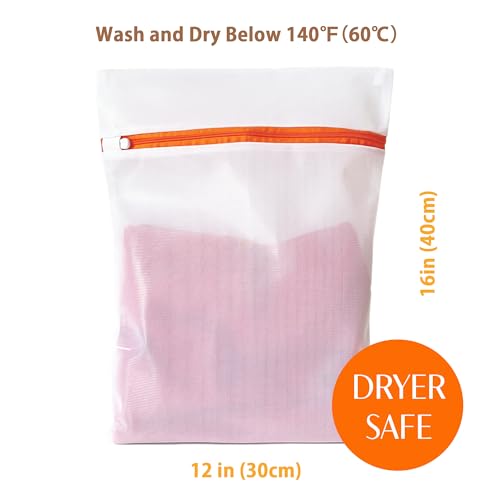 4 Pack Mesh Laundry Bags for Delicates 12inx16in LAUNDRY CLUB® | Dryer Safe, Breathable Fine Net, Sturdy Anti-Rust Zipper, Mesh Laundry Bags for Lingerie, Bra, Underwear, Socks - size: 12 x 16 inches