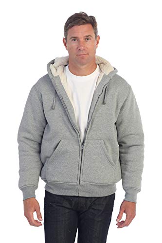 Gioberti Men's Soft Heavyweight Sherpa Lined Fleece Hoodie Jacket - color: Heather Gray, size: Medium