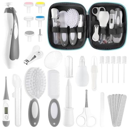 Baby Healthcare and Grooming Kit for Newborn Kids, 31PCS Upgraded Safety Baby Care Kit, Newborn Nursery Health Care Set, Baby Care Products （Grey White) - style: GREY WHITE-31