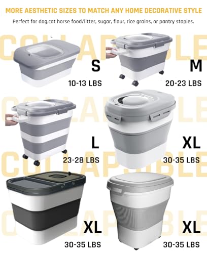 HOYTAMDAR 13Lbs Collapsible Dog Food Storage Container,Dog Food Container - color: Grey1-13lbs