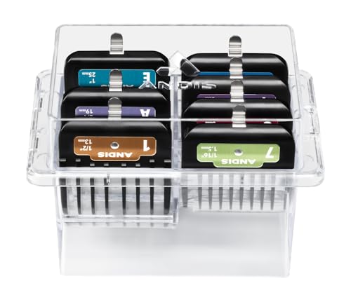 Andis 562014 Premium Clip Animal Comb Set – Built with Plastic, Includes 7 Color Coded Combs of Different Sizes, Metal Clip to Attach Comb - Fits Ultra Edge & Ceramic Edge Blades, Multicolor - style: New Version