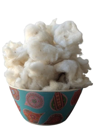 8oz Natural raw Washed Wool noil Stuffing Needle Felting core Sheep Wool w/Debris, Premium Short Fiber Fill for Arts and Crafts, Cream White, Bulk