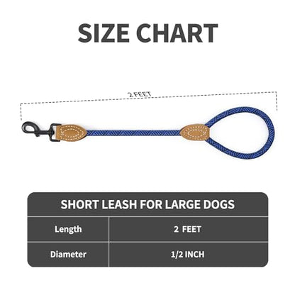 Mile High Life Dog Leash with Genuine Leather-Wrapped Ends, 4/5/6FT - color: Blue, size: 18 Inch-1/2"