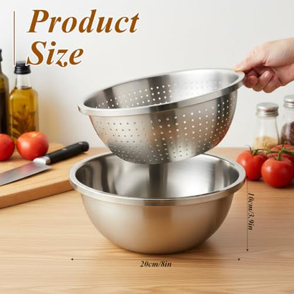 Colander Stainless Steel 3 QT with Bowls, Strainer for Kitchen - size: 3QT