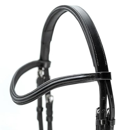 Jeffers Uniquely English Leather Horse Bridle with Reins, Padded Crown, Adjustable Noseband, English Bridle Tack for Hunter, Jumping, Dressage, Riding - size: Cob