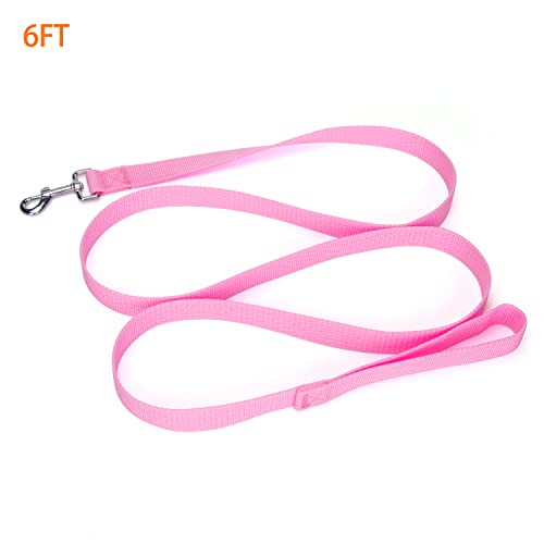 Strong Durable Nylon Dog Training Leash, 1 Inch Wide Traction Rope, 6 ft Long, for Small and Medium Dog (Pink, 6 Feet) - color: Pink, size: 6 Feet