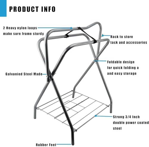 2 Pack Portable Folding Horse Saddle Stand for English & Western Saddles, 28" L x 19" W x 37.5" H, Silver - style: 2PCS Silver