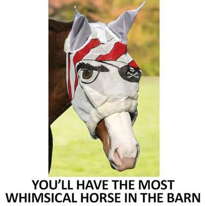 Schneiders Dura-Mesh Designer Fly Horse Masks | Fun Patterns & 70% UV Protection | Durable 1000D Mesh with Ear Coverage & Fleece Comfort - color: Pirate, style: Pirate