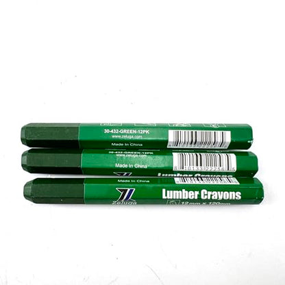 Zeluga 4.7in. x 0.47in. Hex Shape Industrial Lumber Marking Crayons for Clear and Permanent Markings, Green 12 Pack - color: Green, size: 1 Count (Pack of 12)