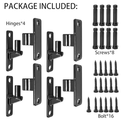 Heavy Duty 304 Stainless Steel Wall Mount Gate Hinges, 4-Pair with 5/8" Hinge Pin, 600LB Capacity for Farm, Metal & Wooden Gates, Wall & Post Mount (Screws & Anchors Included)