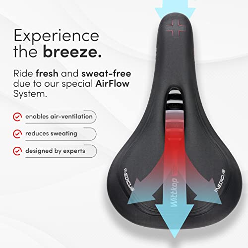 Wittkop Bike Seat I Bicycle Seat for Men and Women, Waterproof Bike Saddle with Innovative 5-Zone-Concept I Exercise Bike Seat for BMX, MTB & Road - style: Touring