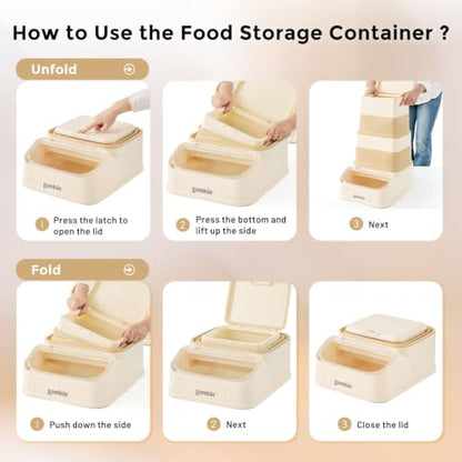 ZOMISIA 30-40lbs First-in, First-out Collapsible Dog Food Storage Container