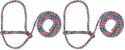 Weaver Livestock Poly Rope Sheep Halter, Modern Style Braid Sheep and Goat Rope Halter, Adjustable Lamb Halter Lead, Livestock Sheep Showing Supplies (Pack of 2) - size: 3/8"X10' (Pack of 2)
