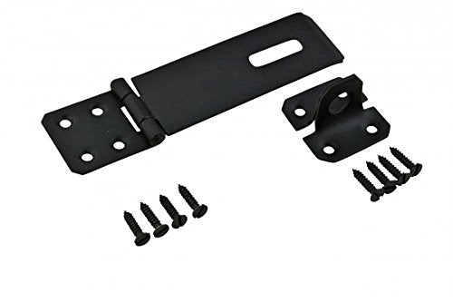 Renovators Supply Manufacturing Door Latch Lock 4.25 in Black Wrought Iron Hasp Latch Lock with Mounting Hardware - color: Black 4.25 inch, size: Pack of 1