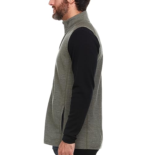100% Merino Wool Mens Vest - Expedition Heavyweight Vest - Moisture Wicking - color: Granite Green, size: Medium