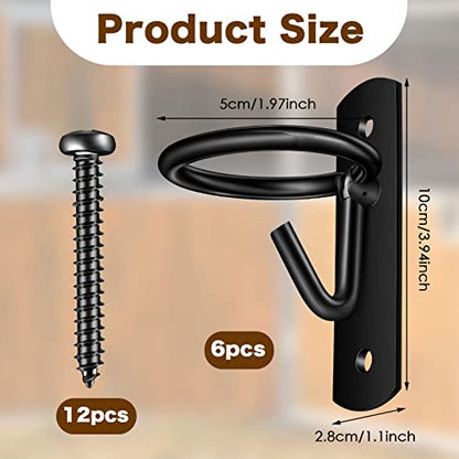 Dunzy 6 Pcs Bucket Hooks for Horses Bucket Hangers Holder Metal, Black - color: Black