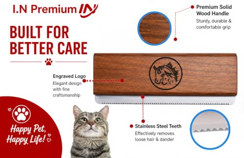 Original Deshedding Grooming Tools for Dogs, Cats & Horse Easy Ergonomic Wooden Groom pro Professional Brush Grooming Tool, Remove painlessly 95 Percent of Lose Hair Fur & Dirt (5 inch) - size: 5 Inch