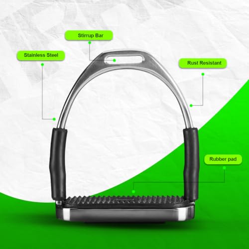 Flex Stainless English Saddle Stirrups Iron Pads Knee Ankle Stress Pain Relief - size: 5 Inch