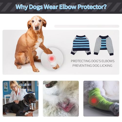 FUAMEY Dog Recovery Sleeve with Elbow Protector, Blue Stripe, L - color: Blue Stripes, size: L(Weight:44-66lbs)