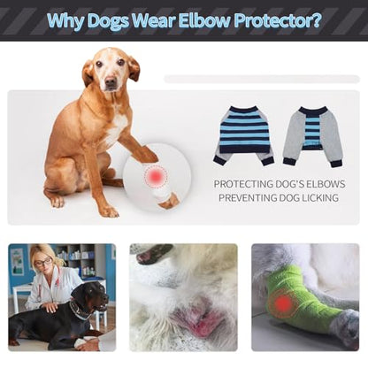 FUAMEY Dog Recovery Sleeve with Elbow Protector, Blue Stripe, L - color: Blue Stripes, size: L(Weight:44-66lbs)