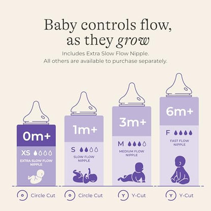 Lansinoh NaturalWave Baby Bottle Nipples, Slow Flow (S), 4 Count