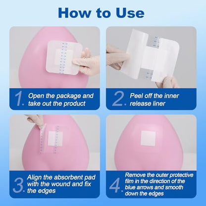 Dimora Waterproof Adhesive Bandages with Pad, Transparent Film Dressing 4x4 inch 25 Packs, Clear Bandage Tape for Wound Care, Fragile Skin and Swimming,IV Shield, Tattoo Aftercare - size: 4x4 Inch
