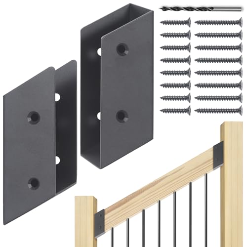 30° Stair Stainless Steel Deck Railing Brackets Connectors for 2"x4" (Actual 1.5"x3.5") Railing Wood Post (4 Pair) - size: Angle 30°