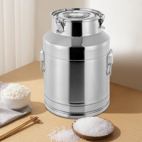 28L Stainless Steel Milk Can, Heavy Duty Food Storage & Transport Container for Dairy, Wine, Grains, Ideal for Home, Farm & Commercial Use, Without the Faucet - size: 28