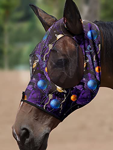 Mask Tech 5 Pieces Horse Fly Masks with Ears, Stretchy Elastic Mesh Fly Masks, 3D Eye Clearance, UV Protection-Large,Combo 15 - color: Combo 15, size: Large