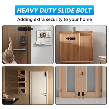 Barrel Bolt Latch, 6.3" Heavy Duty Gate Latch Slide Lock Solid 304 Stainless Steel Bolt Lock for Inside Door, Finished Shed Door Latch (2 Pack, Black) - color: Black 6inch