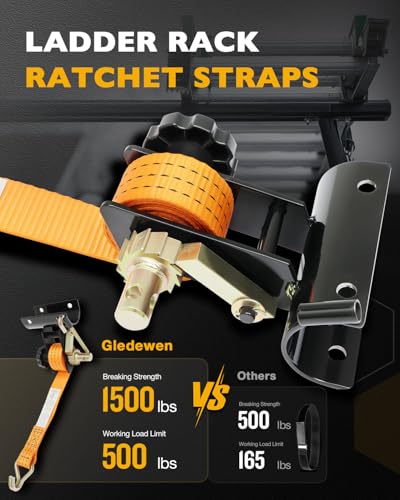 Rack Ratchet Straps, Ladder Rack Straps, Truck/Lumber/Pipe/Roof Rack Straps - color: Orange (2 pcs), size: Black Round Tube
