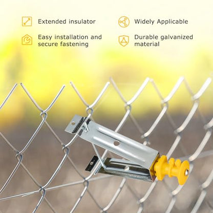 Chain Link Fence Insulator 50 Pcs Electric Fence Insulator, T Post Extender Wire Holders for Chain Link and Studded T & U-Posts Tubing, Yellow