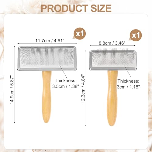 MECCANIXITY 2 Pcs Wool Carder, Hand Carding Brush 1 Large and 1 Medium Wooden Pet Grooming Tool for Needle Felting Pet Grooming Weaving Craft Supplies, Silver, Wood Color - style: 1 Large and 1 Medium