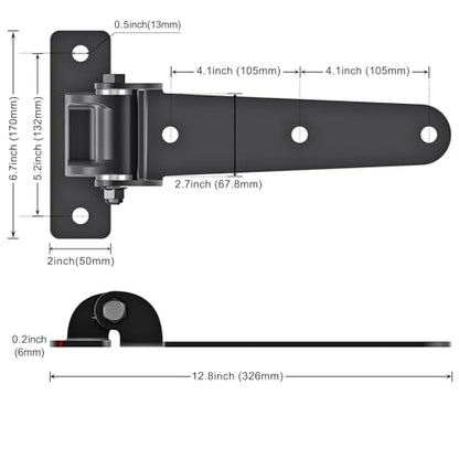 Insaga Heavy Duty Gate Hinges 1000 LBS, 13'' Strap Hinges with Ball Bearings, 6mm Thick Carbon Steel Weld-On or Bolt-On Hinges, 180° One Way Open for Barn Farm Fence Shed Garden Gates (2Pcs, Black) - size: 180° Open-2Pack