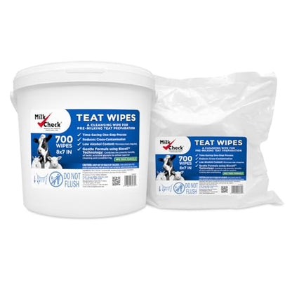 Milk Check - Teat Wipes 7' X 8' Refill [CASE – 2800 Wipes] - size: 700 Count (Pack of 4)
