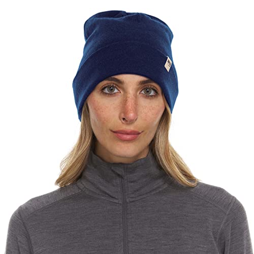 100% Merino Wool Cuff Beanie - Mens & Womens Warm Winter Hat - Watch Cap - Toque - Novelty Beanie - One Size Fits Most - color: Navy Blue