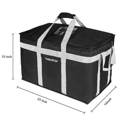 Food Distribution Insulated Bag, Insulated Cold Meal Bag with Attached Bottom and Divider for Hot and Cold Food Outside (No partitioned, Black)