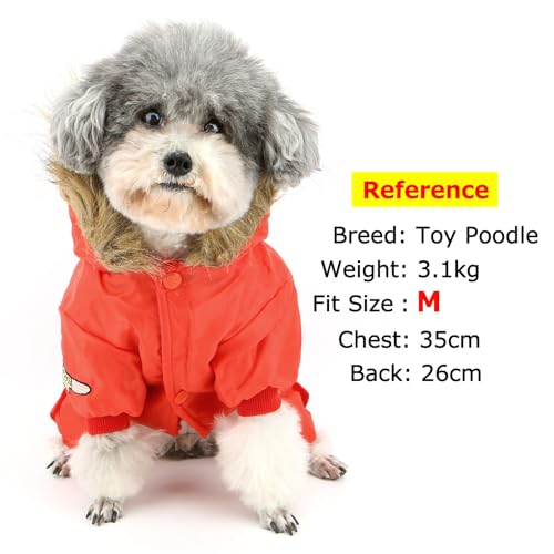 ZUNEA Dog Snowsuit Waterproof for Small Dogs Winter Puppy Coat, Red, L - color: Red, size: L