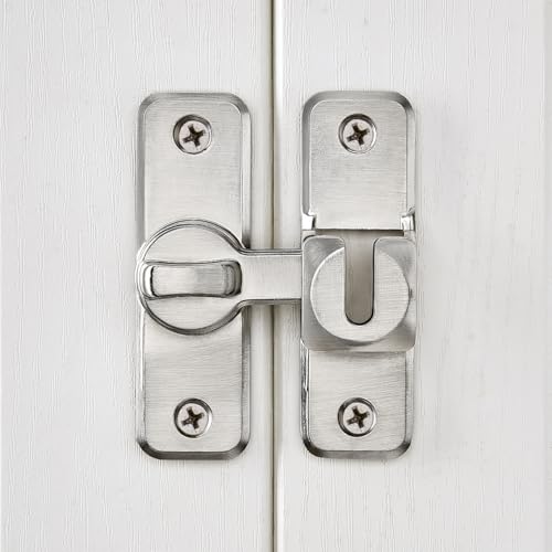Silvery 90/180 Degree Flip Latch,Zinc Alloy Barn Door Latch - color: Silvery