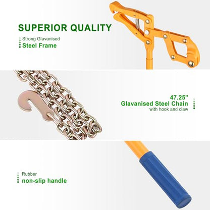 Chain Fence Strainer Plain Barbed Woven Wire Stretcher Tool for Center & End Post Pull, Carbon Steel Fence Tensioner Repair Tool, 47.25" Chain Capacity 2200lbs Farm, Ranch (Yellow, 1 Pack) - color: Yellow (1 Pack)