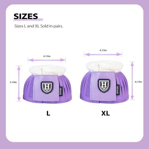 Harrison Howard Rubber Pull-on Bell Boots with Fleece Lining and Extra-Large Leather Touch-Close Tape - color: Violet