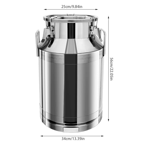 40L/10.57gal Milk Can 201 Stainless Steel Seamless Milk Jug Milk Pail, Anti-Leak Liquid Storage Container with Tight Lid and Handle - size: 40L
