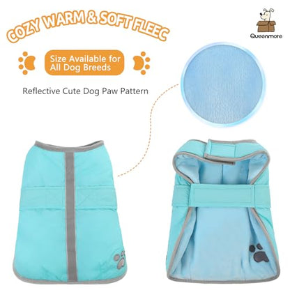 Queenmore Dog Winter Coat, Fleece Puffer Dog Down Vest, Samll Dogs Coat - color: Light Blue, size: Small