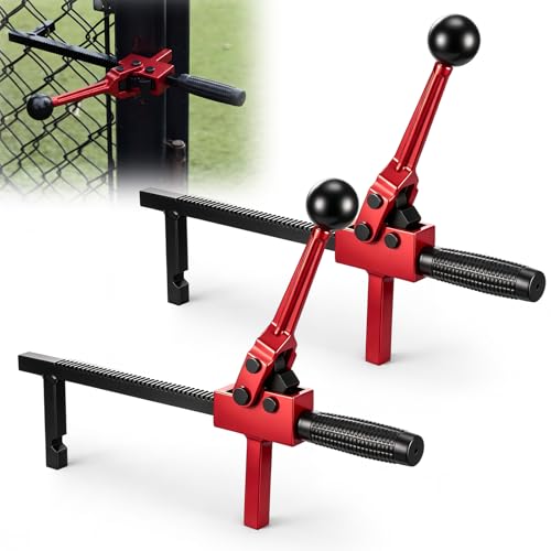 LEIFIDE 2 Pcs Chain Link Fence Stretcher Tool, Ratcheting Wire Tightener Puller, 1.7''-9'' Tension Range, Tilted Base Hooked Groove, One-Hand Operation (15.8 Inch,Red) - color: Red, size: 15.8 Inch