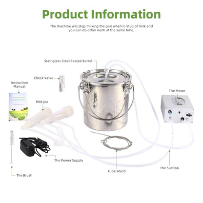 Rechargeable Battery 3L Goat Milking Machine, Portable & Ajustable Pulsation Milker