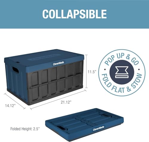 CleverMade Collapsible Storage Bins With Lids, 46L 3 Pack, 75 lb, Obsidian - color: Obsidian, size: 46L - 3 Pack